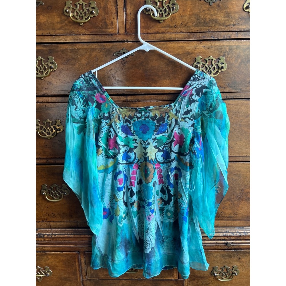 Hippie Boho Handkerchief Top Sz XL - Picture 3 of 4